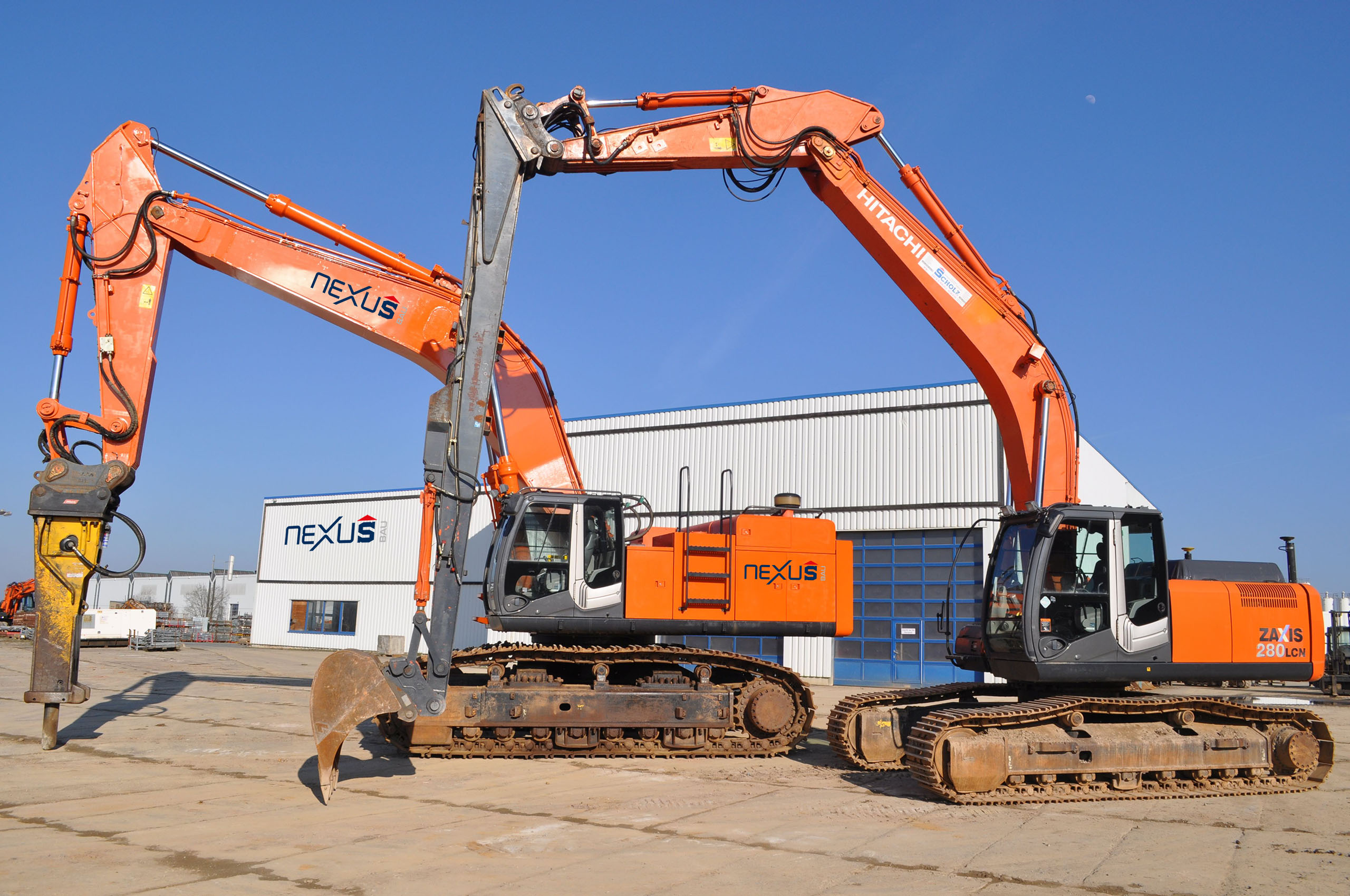 Hitachi ZX650+ZX280 mit Stielverlängerung 2